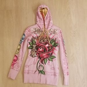 Christian Audigier rhinestone rose jacket